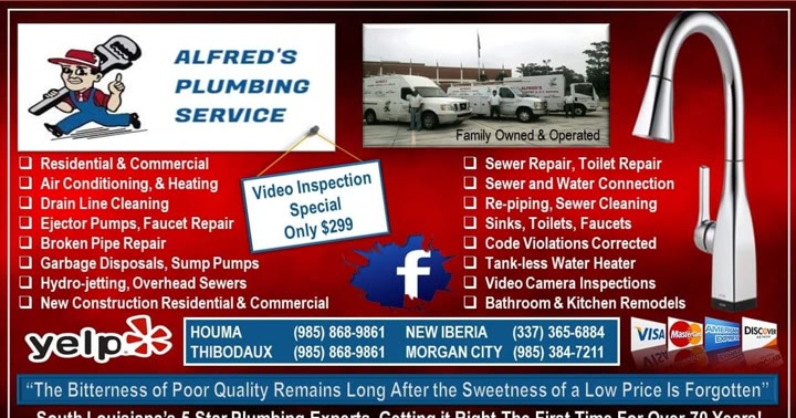 Alfred's plumbing ad: ALFRED'S PLUMBING SERVICE