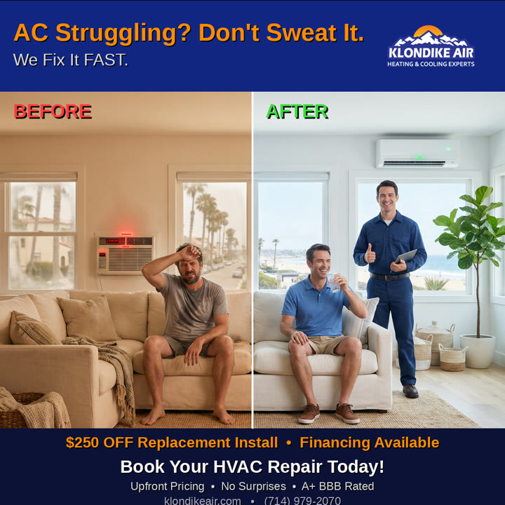 Klondike Air Conditioning and Heating ad: AC Struggling? Don't Sweat It. We Fix It FAST.