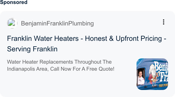 AUTHORITY BRANDS SERVICES RETAIL INC ad: Franklin Water Heaters - Honest & Upfront Pricing