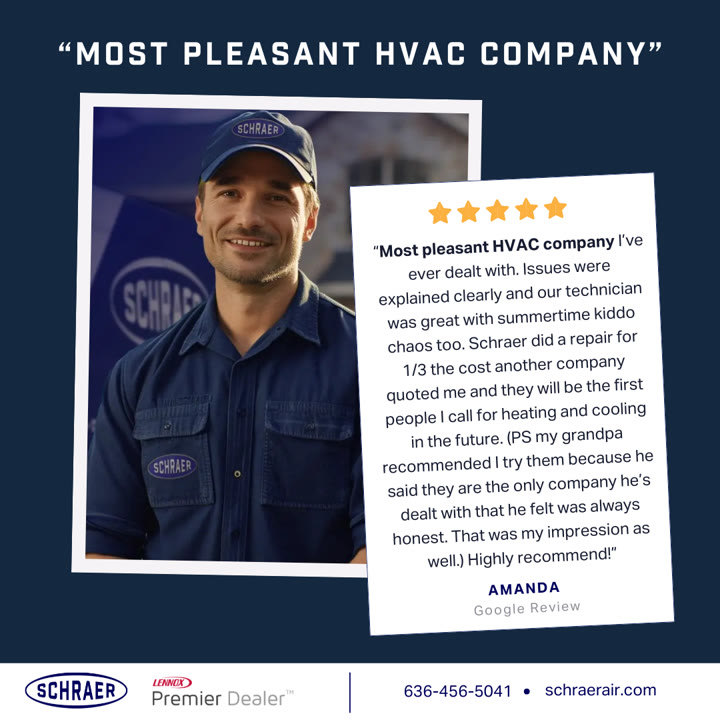 Schraer Heating & Air Conditioning ad: MOST PLEASANT HVAC COMPANY
