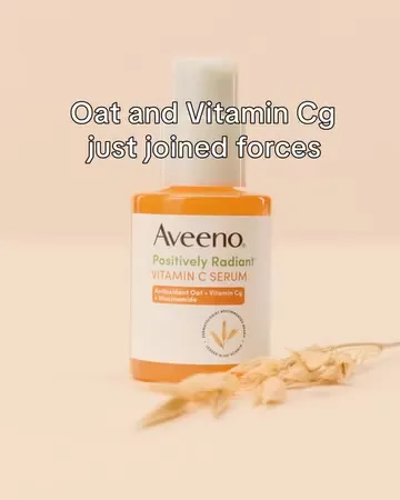 Aveeno ad, 4:5 cut: the serum bottle, then the serum applied to a face