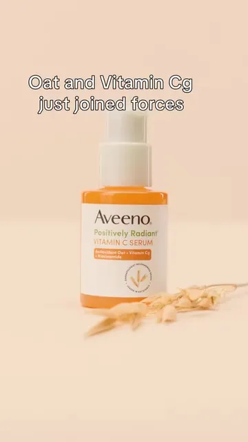 Aveeno ad, 9:16 cut: the serum bottle, then the serum applied to a face