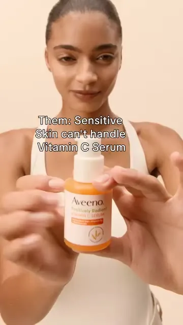 Aveeno ad, 9:16 cut: a woman applies the serum to show sensitive skin can use it