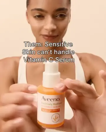 Aveeno ad, 4:5 cut: a woman applies the serum to show sensitive skin can use it